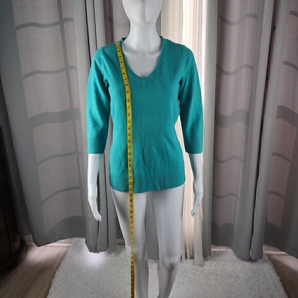 Karen Scott Women's 3/4 Sleeve Teal Pullover Sweater Size Small - Picture 5 of 11